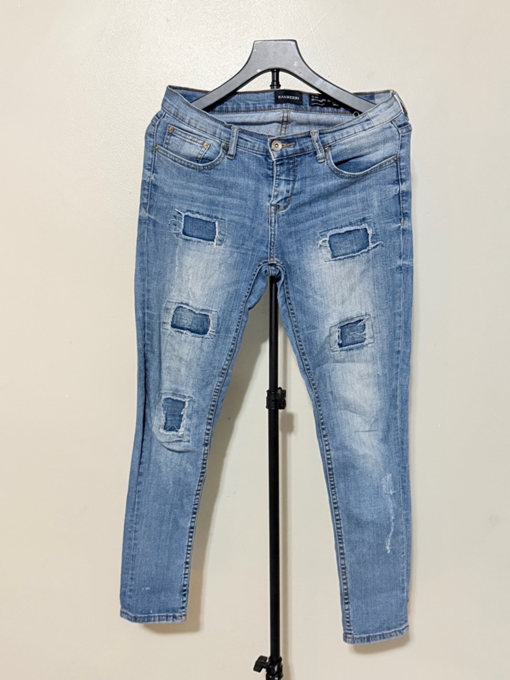 Distressed Light Blue Women's Skinny Jeans